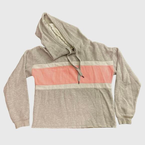 Hippie Rose Gray Pink White Size Small Hoodie Sweater USED Striped Comfy Grey - Picture 2 of 12